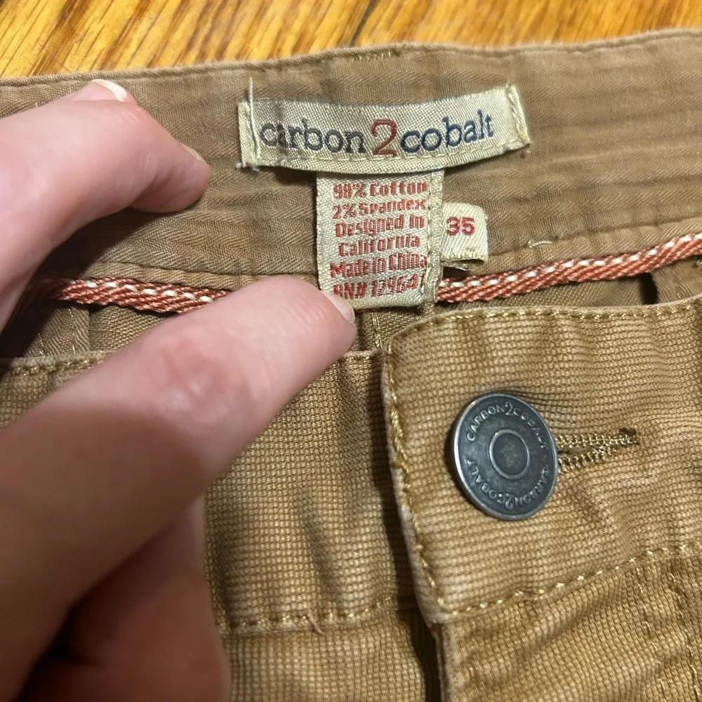 Carbon 2 Cobalt Mens Cargo Utility Pants Size 35 Tan Straight Leg Outdoors